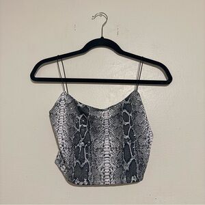 Windsor | Sparkly Snake Print Cropped Tank Top - Black and Gray